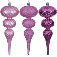 Vickerman 8" Pink Swirl Finial Ornament Assortment (6 Pack)