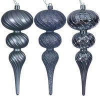 Vickerman 8" Pewter Swirl Finial Ornament Assortment (6 Pack)