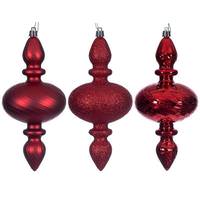 Vickerman 8.2" Red Swirl Finial Ornament Assortment (6 Pack)
