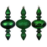 Vickerman 8.2" Green Swirl Finial Ornament Assortment (3 Pack)