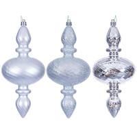Vickerman 8.2" Silver Swirl Finial Ornament Assortment (6 Pack)