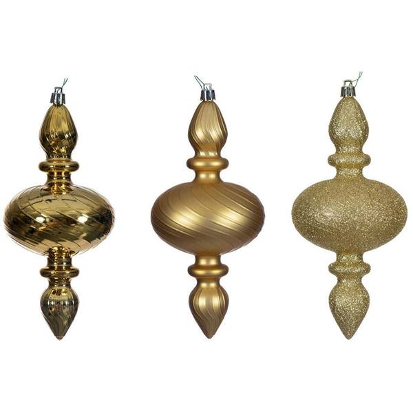 8.2" Gold Swirl Finial Ornament Assortment (6 Pack)