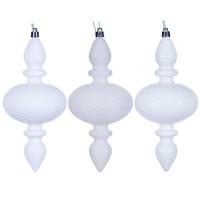 Vickerman 8.2" White Swirl Finial Ornament Assortment (6 Pack)