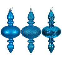 Vickerman 8.2" Turquoise Swirl Finial Ornament Assortment (3 Pack)