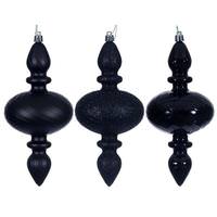 Vickerman 8.2" Black Swirl Finial Ornament Assortment (6 Pack)