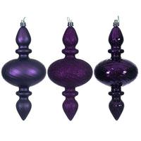 Vickerman 8.2" Plum Swirl Finial Ornament Assortment (6 Pack)