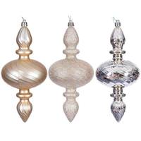 Vickerman 8.2" Champagne Swirl Finial Ornament Assortment (6 Pack)
