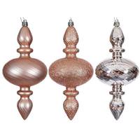Vickerman 8.2" Rose Gold Swirl Finial Ornament Assortment (6 Pack)