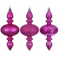 Vickerman 8.2" Hot Pink Swirl Finial Ornament Assortment (6 Pack)