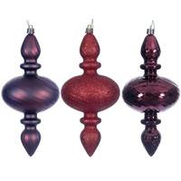 Vickerman 8.2" Burgundy Swirl Finial Ornament Assortment (6 Pack)