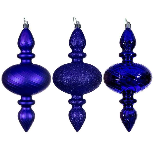8.2" Purple Swirl Finial Ornament Assortment (6 Pack)