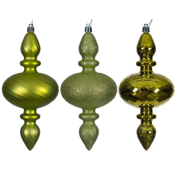 8.2" Lime Swirl Finial Ornament Assortment (6 Pack)