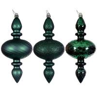 View 8.2" Midnight Green Swirl Finial Ornament Assortment (3 Pack)
