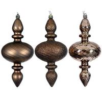Vickerman 8.2" Mocha Swirl Finial Ornament Assortment (3 Pack)