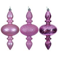 Vickerman 8.2" Pink Swirl Finial Ornament Assortment (6 Pack)