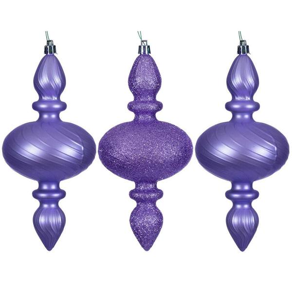 8.2" Lavender Swirl Finial Ornament Assortment (6 Pack)