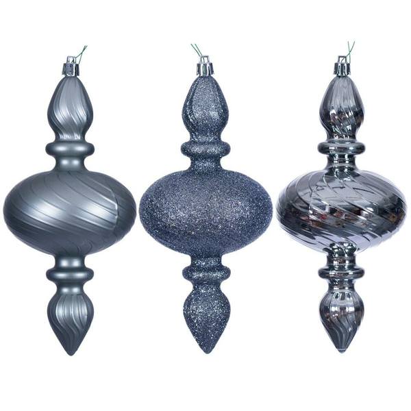 8.2" Pewter Swirl Finial Ornament Assortment (6 Pack)