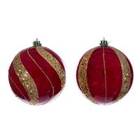 Vickerman 4" Red Pearl Sequin Ball Ornament (6 Pack)
