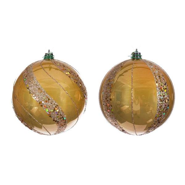 4" Gold Pearl Sequin Ball Ornament (6 Pack)