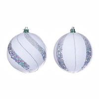 Vickerman 4" White Pearl Sequin Ball Ornament (6 Pack)