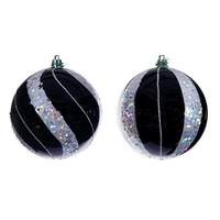 Vickerman 4" Black Pearl Sequin Ball Ornament (6 Pack)