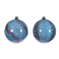 Vickerman 4" Baby Blue Pearl Sequin Ball Ornament (6 Pack)