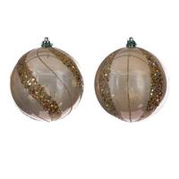 Vickerman 4" Champagne Pearl Sequin Ball Ornament (6 Pack)