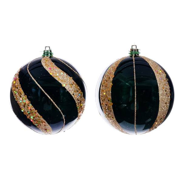 4" Midnight Green Pearl Sequin Ball Ornament (6 Pack)