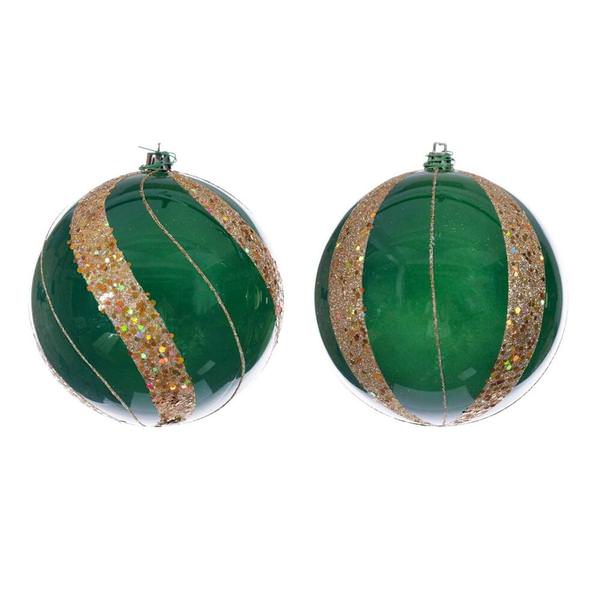 4.75" Green Pearl Sequin Ball Ornament (4 Pack)