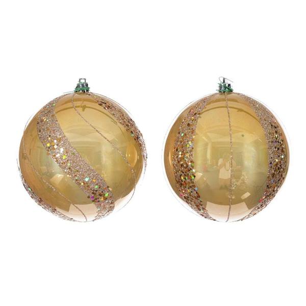 4.75" Gold Pearl Sequin Ball Ornament (4 Pack)