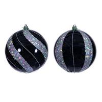 View 4.75" Black Pearl Sequin Ball Ornament (4 Pack)