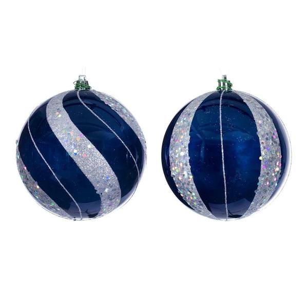 4.75" Midnight Blue Pearl Sequin Ball Ornament (4 Pack)