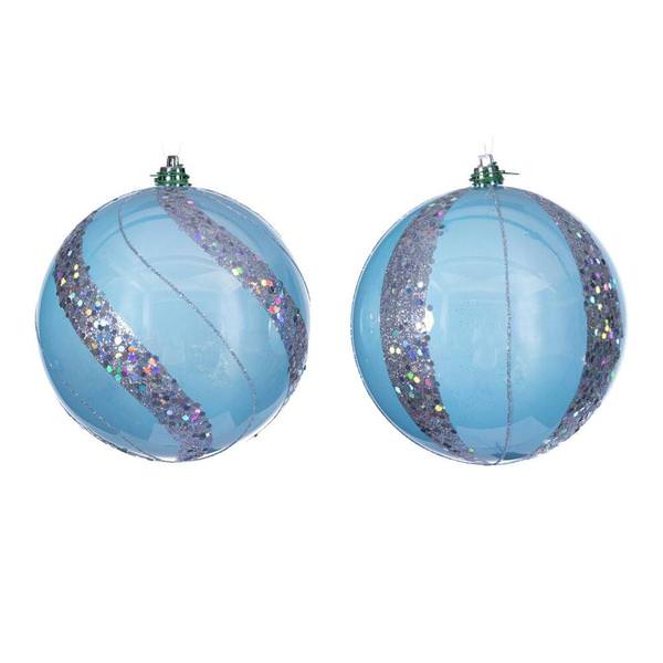 4.75" Baby Blue Pearl Sequin Ball Ornament (4 Pack)