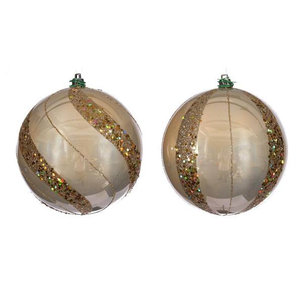 4.75" Champagne Pearl Sequin Ball Ornament (4 Pack)