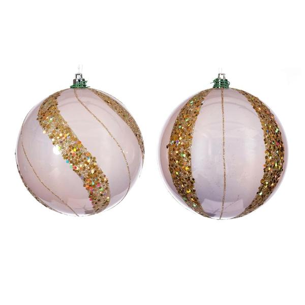 4.75" Rose Gold Pearl Sequin Ball Ornament (4 Pack)