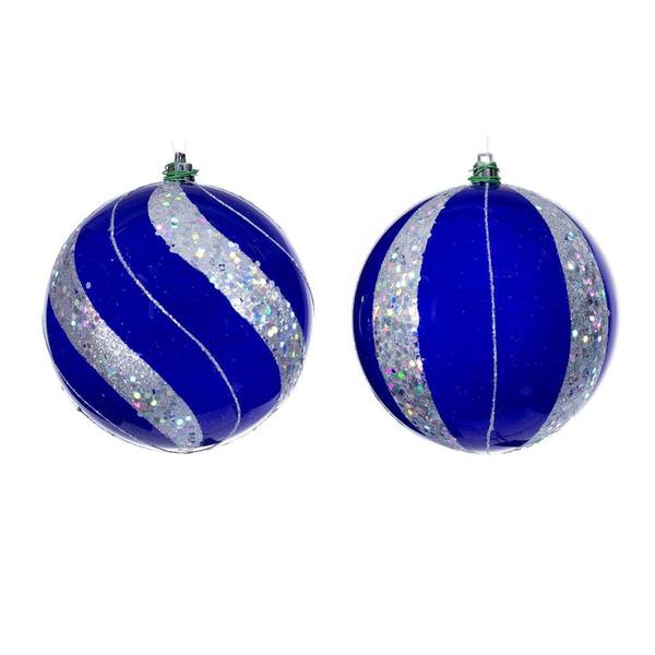 4.75" Purple Pearl Sequin Ball Ornament (4 Pack)