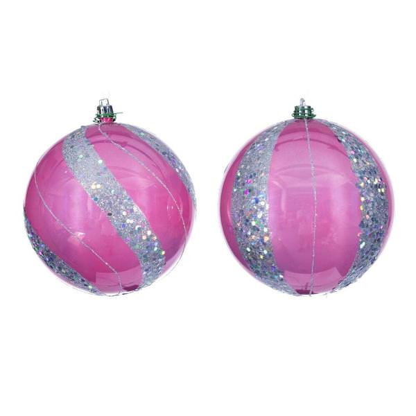 4.75" Pink Pearl Sequin Ball Ornament (4 Pack)