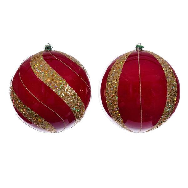 6" Red Pearl Sequin Ball Ornament (4 Pack)