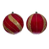 Vickerman 6" Red Pearl Sequin Ball Ornament (4 Pack)