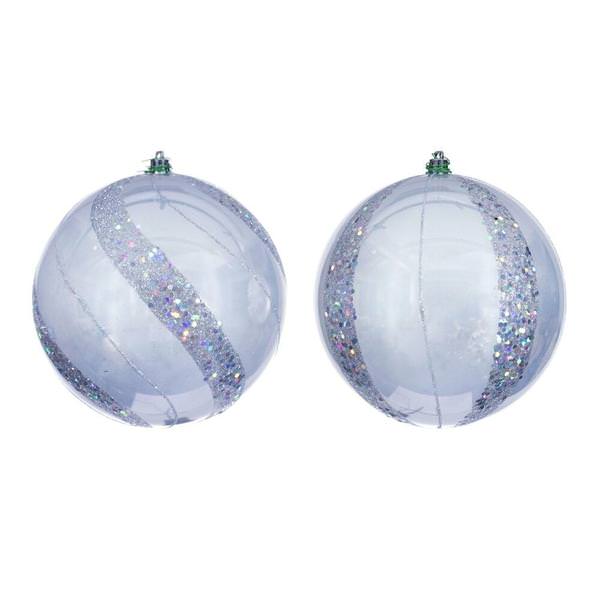 6" Silver Pearl Sequin Ball Ornament (4 Pack)