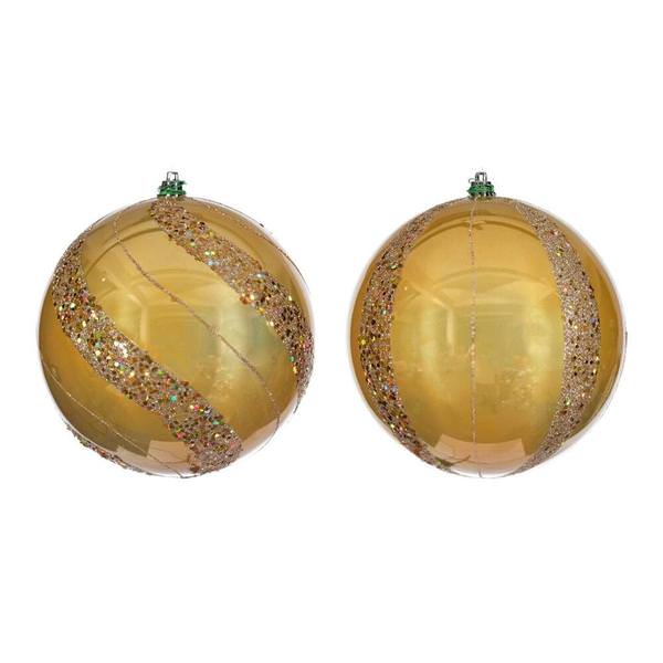 6" Gold Pearl Sequin Ball Ornament (4 Pack)