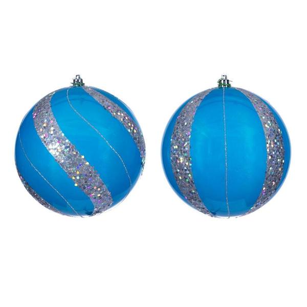 6" Turquoise Pearl Sequin Ball Ornament (4 Pack)