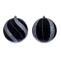 Vickerman 6" Black Pearl Sequin Ball Ornament (4 Pack)