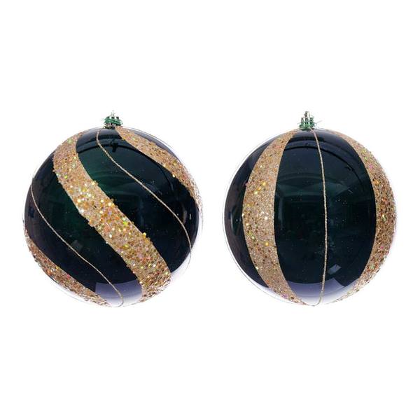 6" Midnight Green Pearl Sequin Ball Ornament (4 Pack)