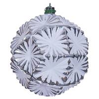 Vickerman 4" Silver Etch Prism Design White Brush Ornament (6 Pack)