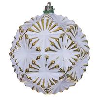Vickerman 4" Gold Etch Prism Design White Brush Ornament (6 Pack)