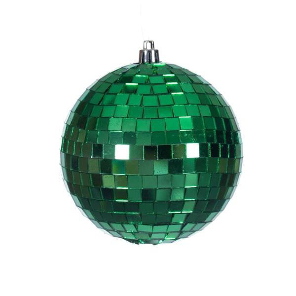 4" Green Mirror Ball Ornament (6 Pack)