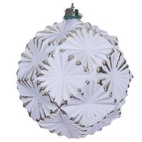 Vickerman 4" Champagne Etch Prism Design White Brush Ornament (6 Pack)