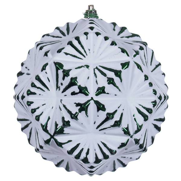 6" Emerald Etch Prism Design White Brush Ornament (4 Pack)