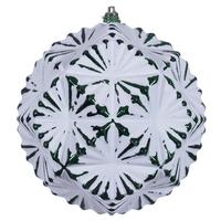 Vickerman 6" Emerald Etch Prism Design White Brush Ornament (4 Pack)